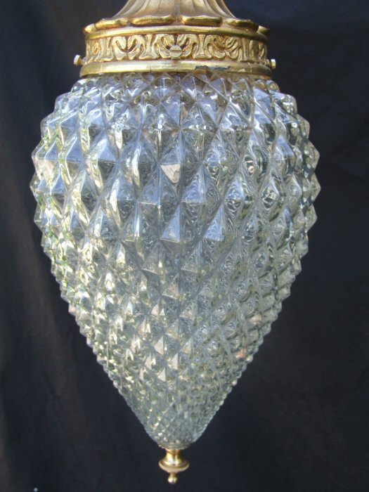 Attractive Mid 20th Century Pineapple Shape Glass Hall Lantern