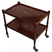 Edwardian inlaid mahogany tea trolley
