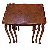 nest of 3 burr walnut tables