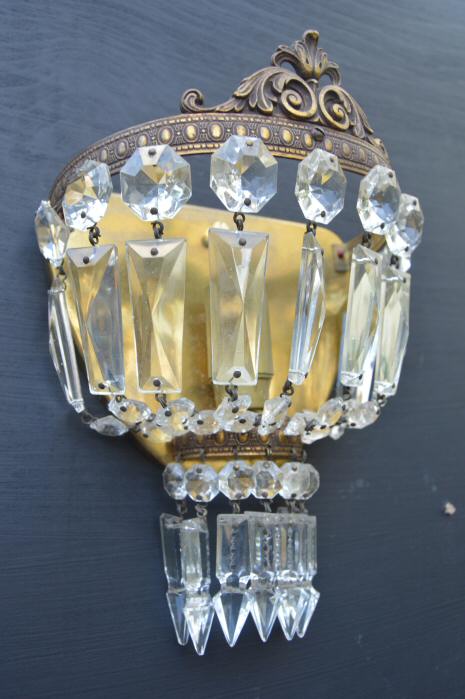 Early 20th Century Purse Wall Lights with Crown Pediment 