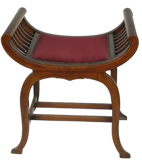 Edwardian Mahogany "X" Frame Stool
