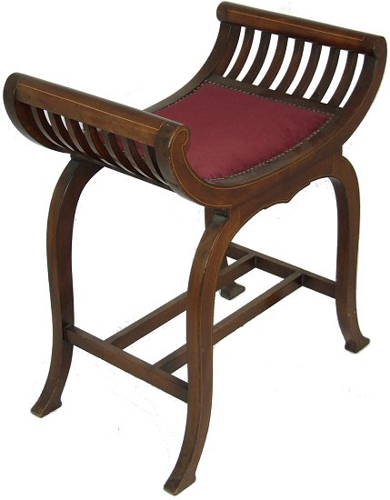 Edwardian Mahogany "X" Frame Stool