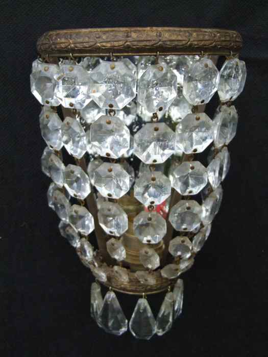 Set of 3 Edwardian Crystal Purse Wall Lights