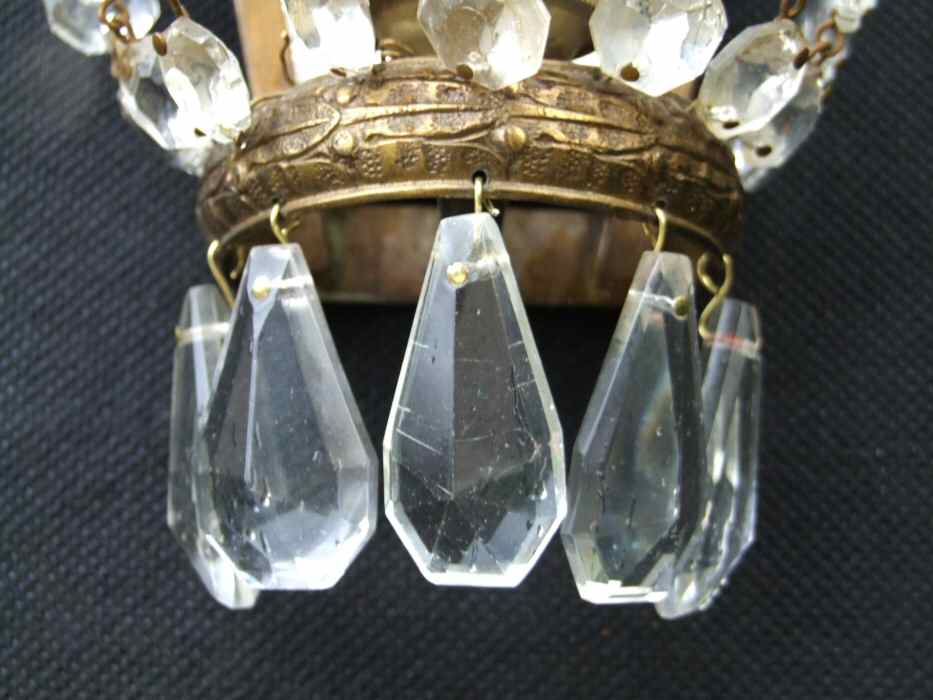 Set of 3 Edwardian Crystal Purse Wall Lights