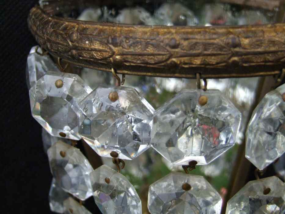 Set of 3 Edwardian Crystal Purse Wall Lights