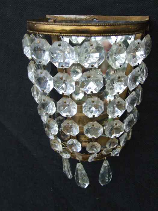 Set of 3 Edwardian Crystal Purse Wall Lights 