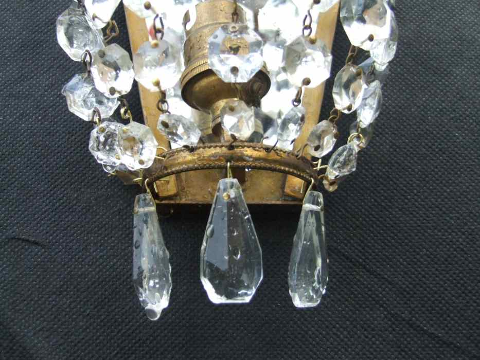 Set of 3 Edwardian Crystal Purse Wall Lights 