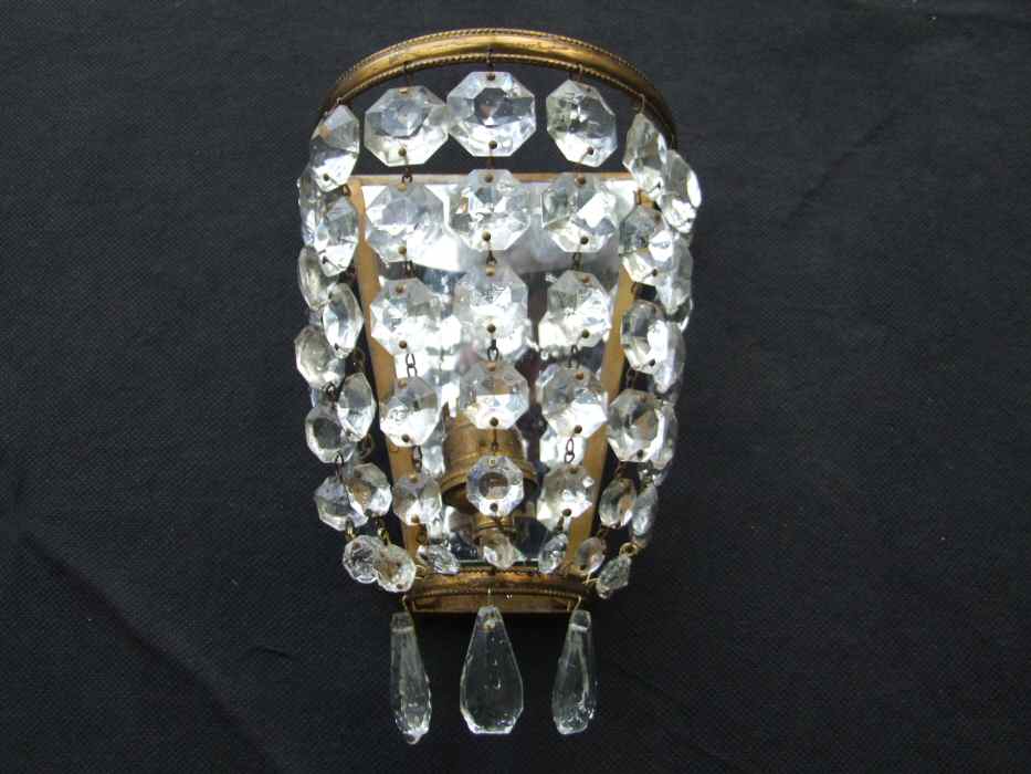 Set of 3 Edwardian Crystal Purse Wall Lights 