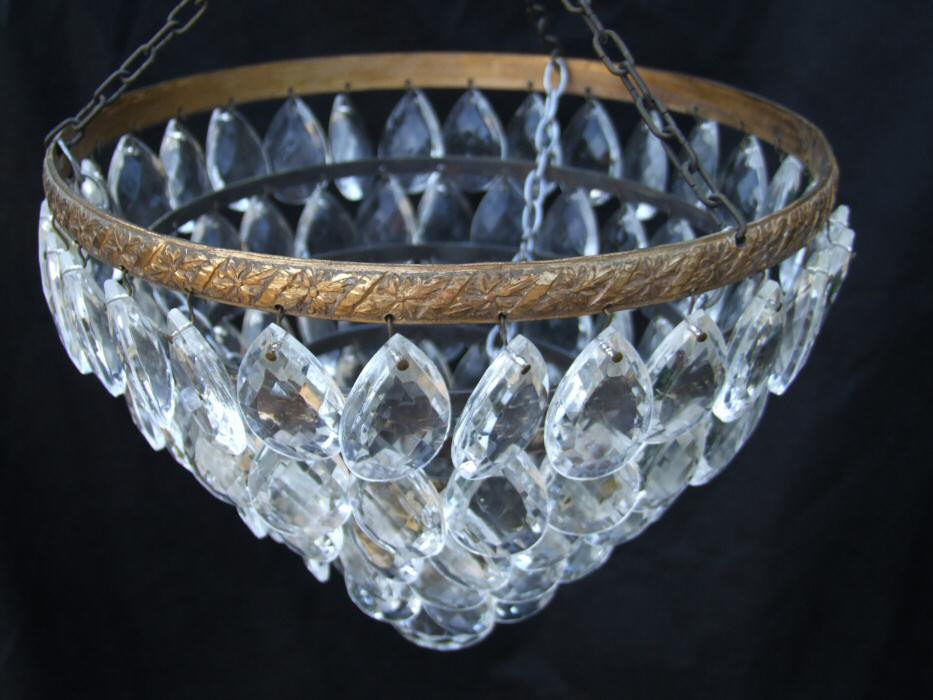 Pair of Edwardian Almond Drop Chandeliers