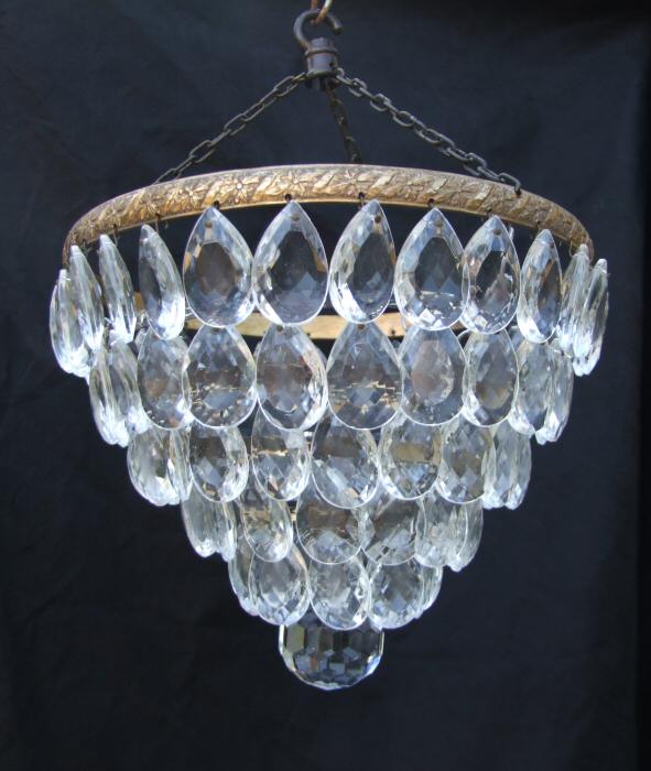 Pair of Edwardian Almond Drop Chandeliers