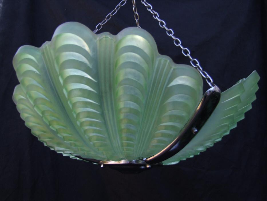 Soft Sea Green Art Deco Shell Ceiling Light