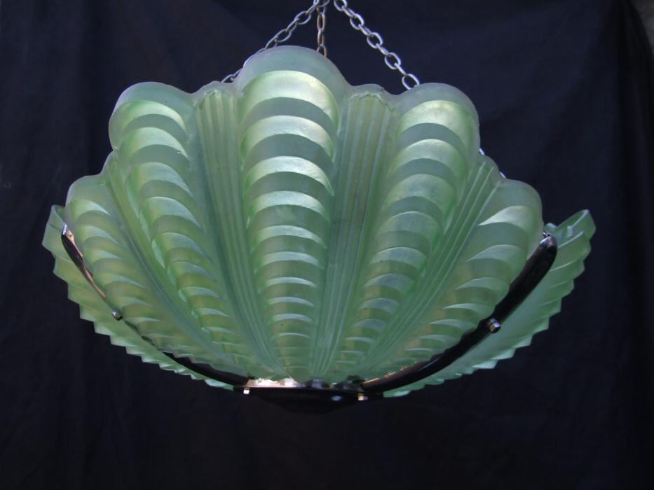 Soft Sea Green Art Deco Shell Ceiling Light