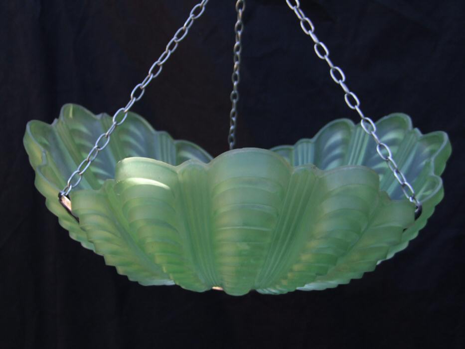 Soft Sea Green Art Deco Shell Ceiling Light