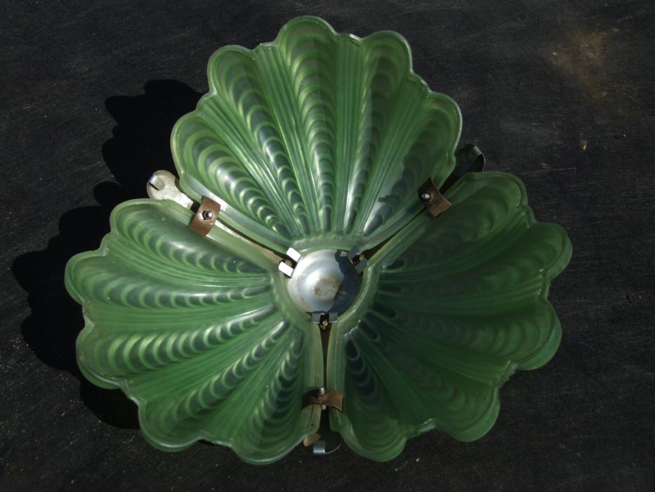 Soft Sea Green Art Deco Shell Ceiling Light