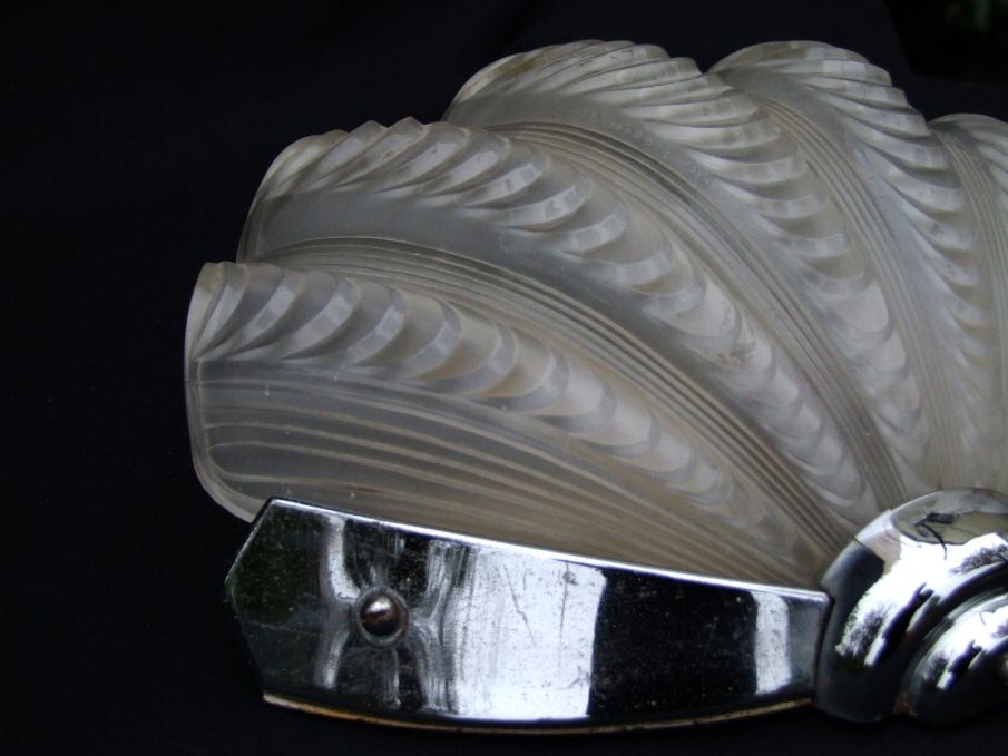 Pair of Opaque Shell Art Deco Wall Lights