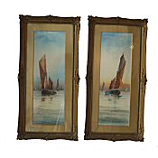 pair of 19th Century watercolours of working sailing boats