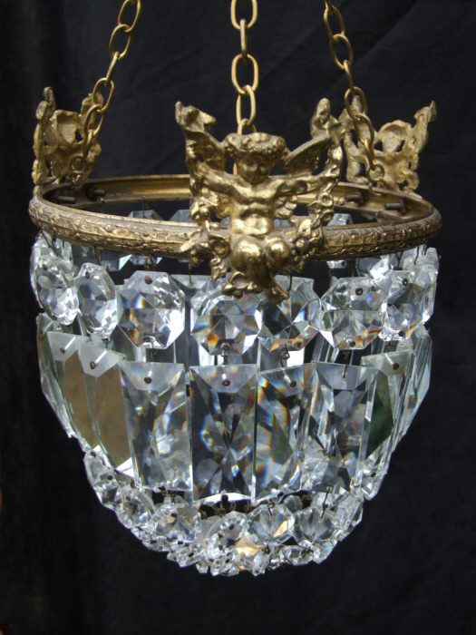 Beautiful Circa 1930 Decorative Purse Chandelier with Cherubs