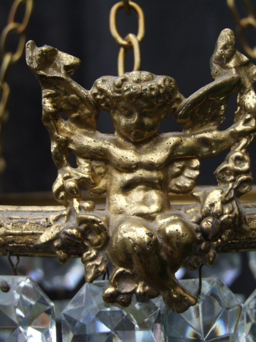 Beautiful Circa 1930 Decorative Purse Chandelier with Cherubs