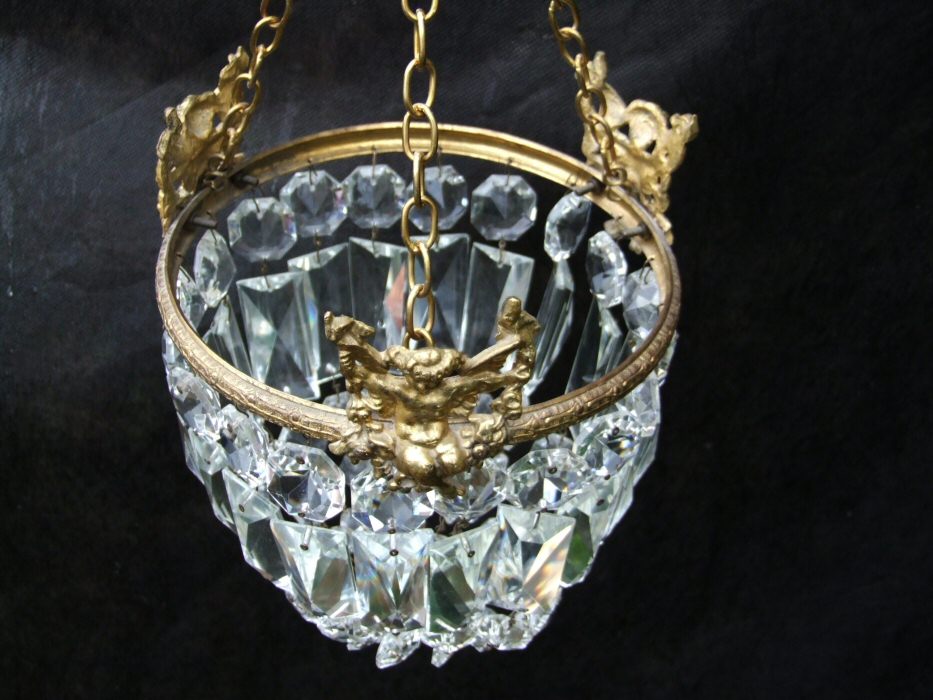 Beautiful Circa 1930 Decorative Purse Chandelier with Cherubs