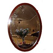 Edwardian inlaid oval wall mirror