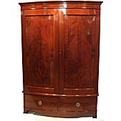 Edwardian inlaid bowfront wardrobe