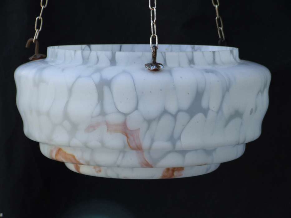 Mottled White and Caramel Art Deco Ceiling Light