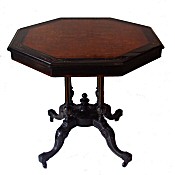 Victorian birds eye maple and ebonised  gilt table