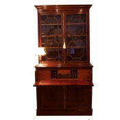 Edwardian mahogany inlaid secretaire bookcase