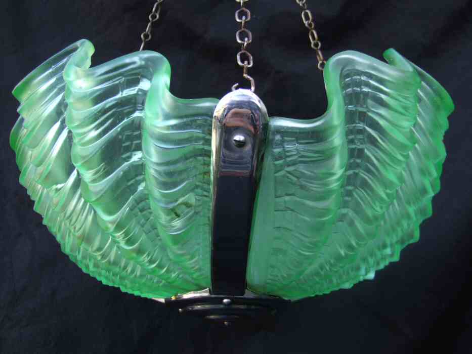 Emerald Green Art Deco Shell Ceiling Light