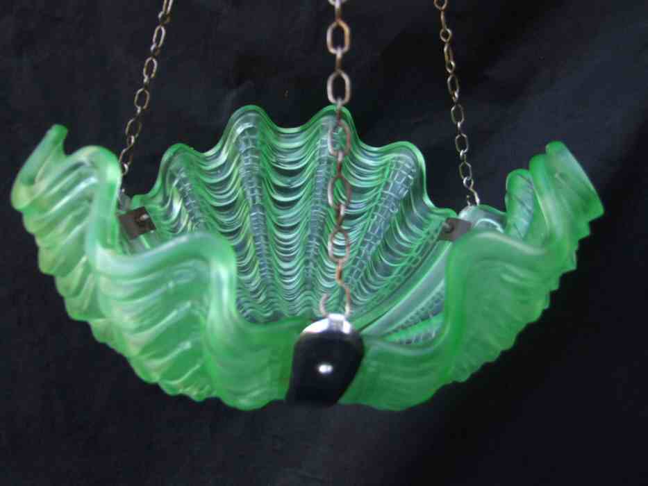 Emerald Green Art Deco Shell Ceiling Light