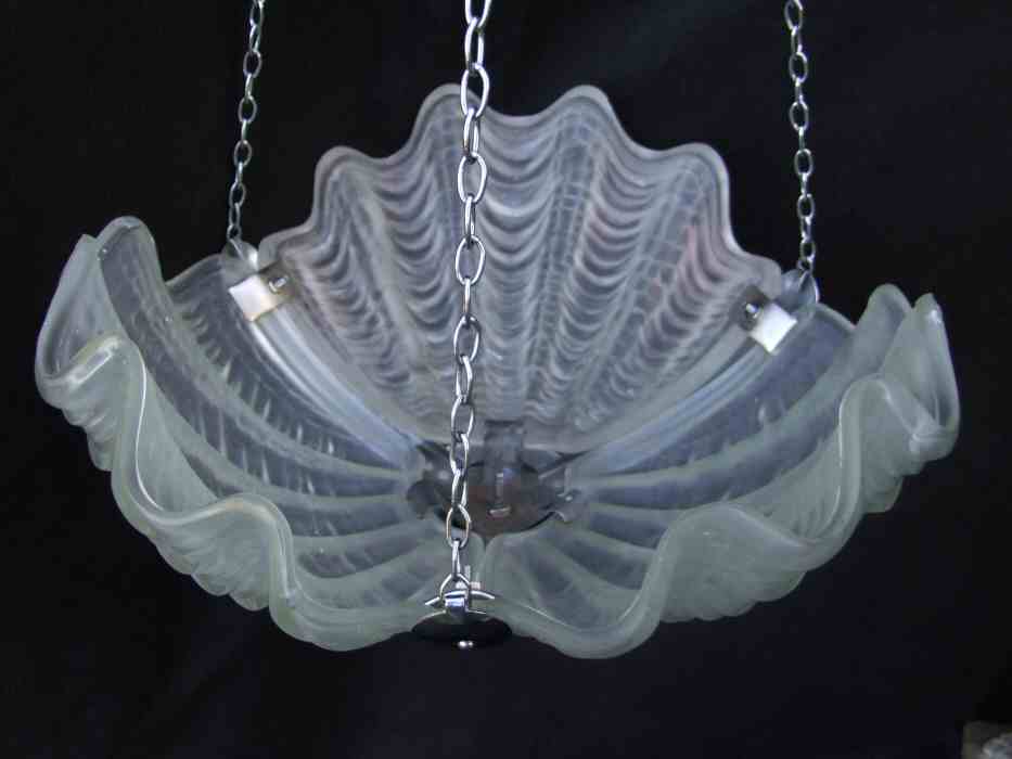 Beautiful Opaque Art Deco Shell Ceiling Light