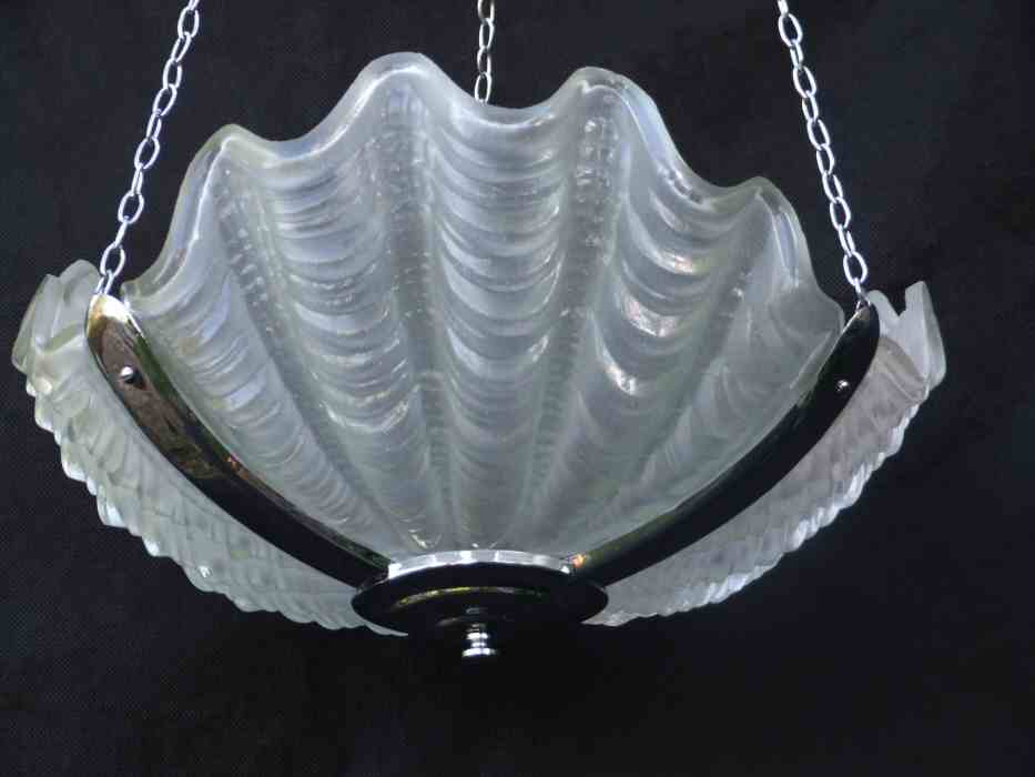 Beautiful Opaque Art Deco Shell Ceiling Light