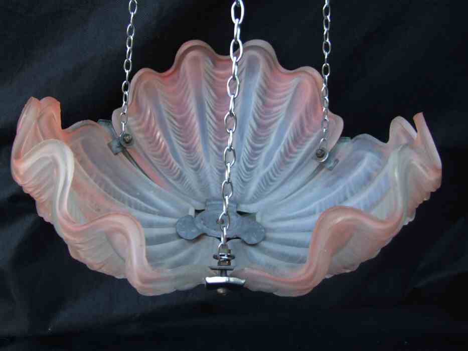 Pale Pink Art Deco Shell Ceiling Light