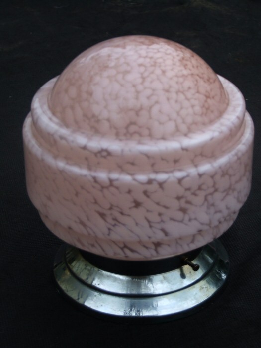 Mottled Pink Art Deco Globe Ceiling Light