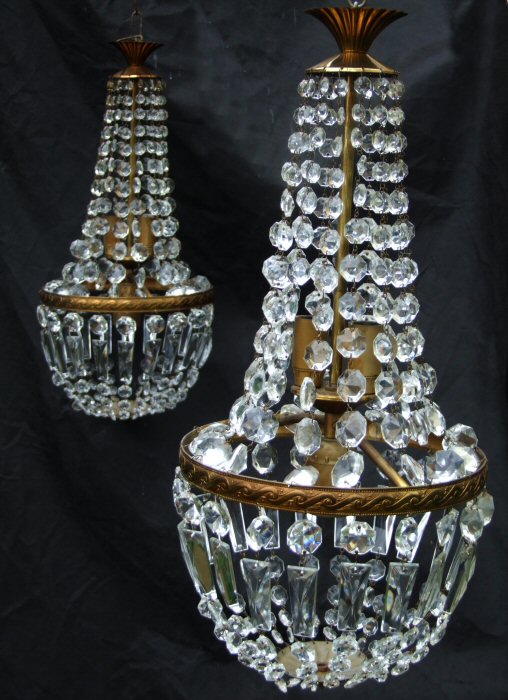 Pair of Matching Mid 20th Century Sac a Perles Chandeliers 