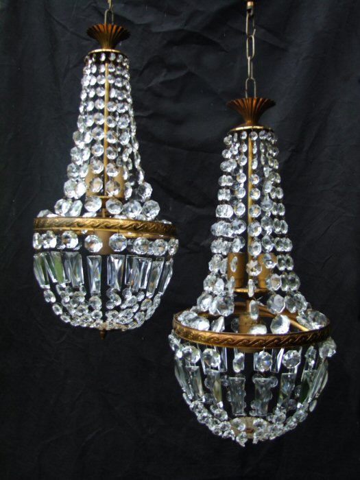 Pair of Matching Mid 20th Century Sac a Perles Chandeliers 