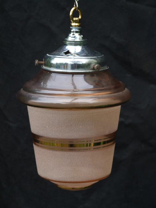 Frosted Soft Pink Art Deco Lantern