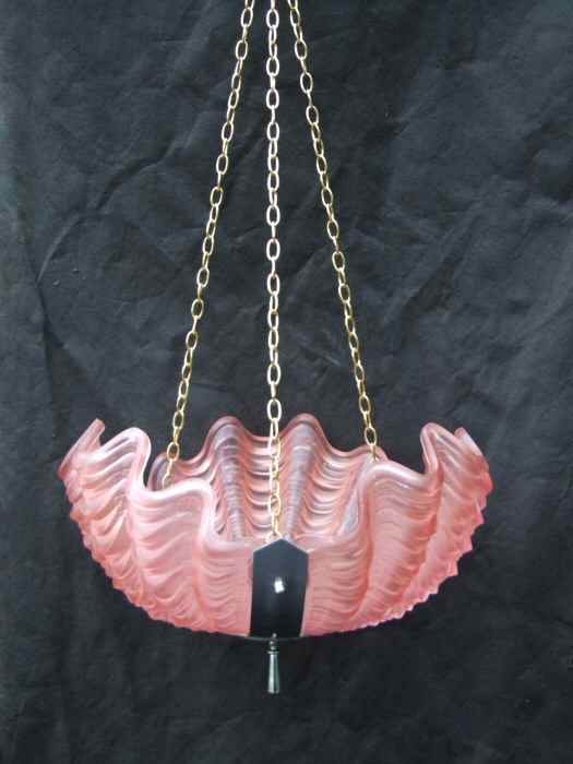 Art Deco Cranberry Shell Ceiling Light