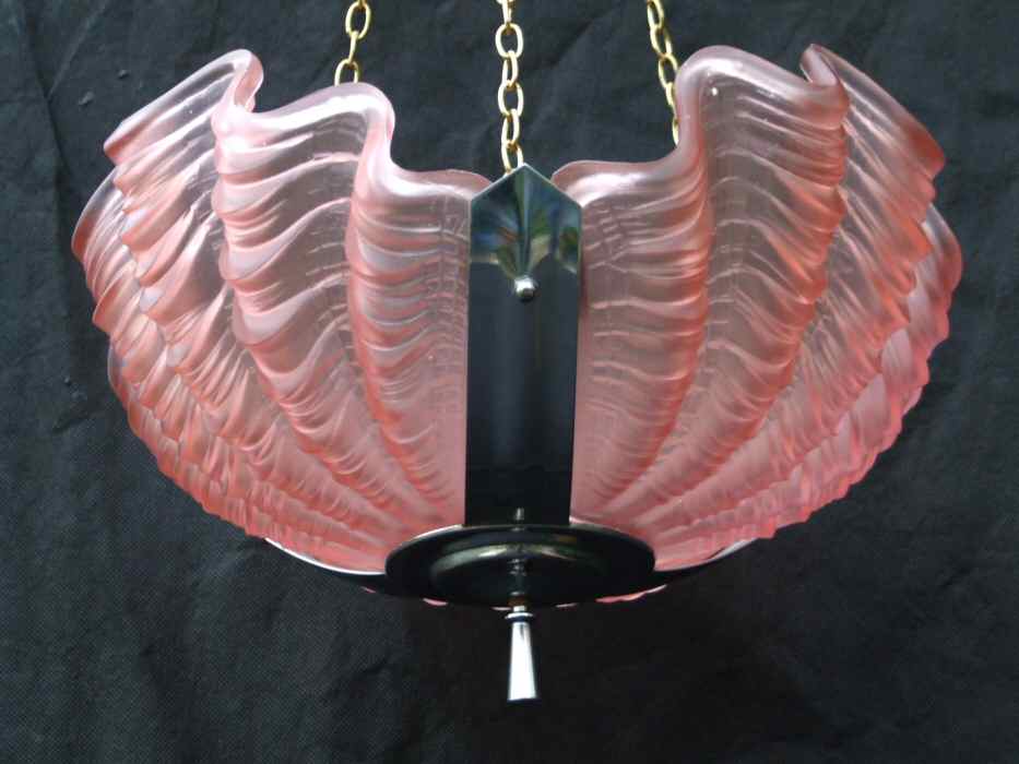 Art Deco Cranberry Shell Ceiling Light