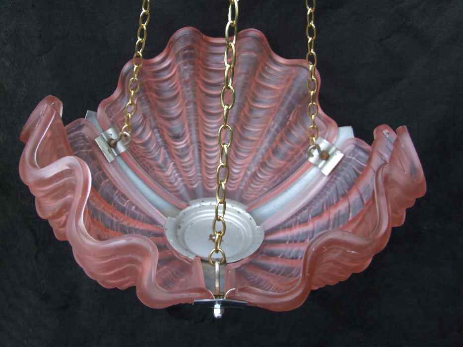 Art Deco Cranberry Shell Ceiling Light