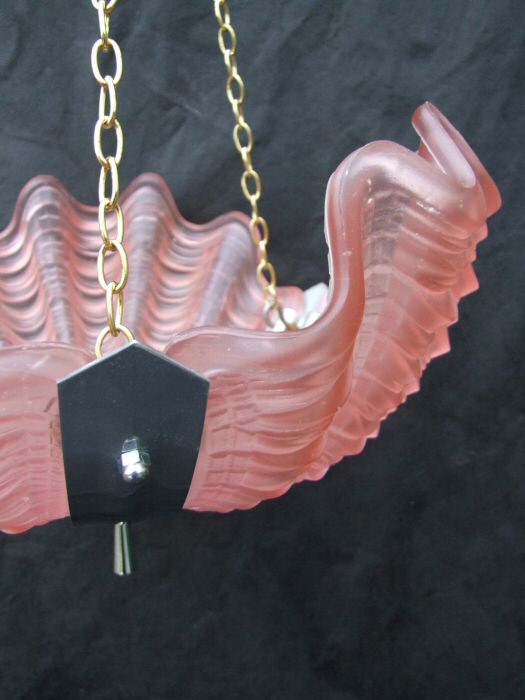 Art Deco Cranberry Shell Ceiling Light