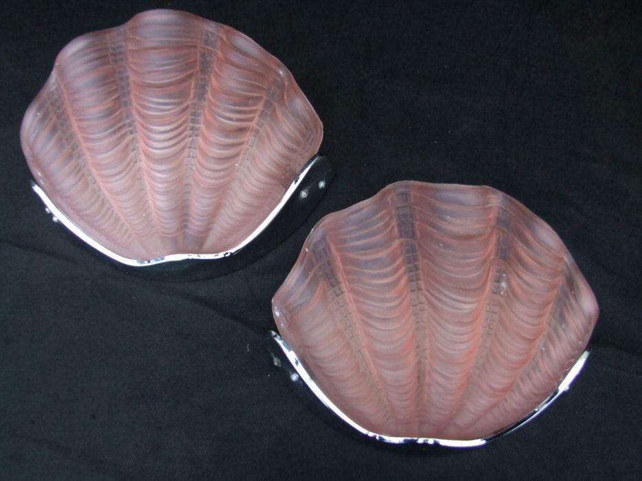 Pair of Pink Art Deco Shell Wall Lights