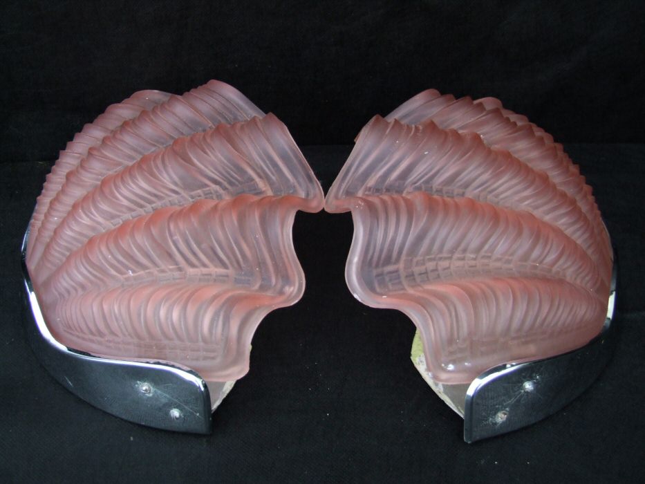 Pair of Pink Art Deco Shell Wall Lights