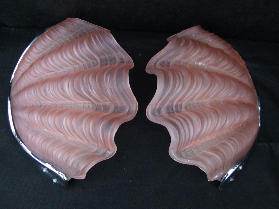 Pair of Pink Art Deco Shell Wall Lights