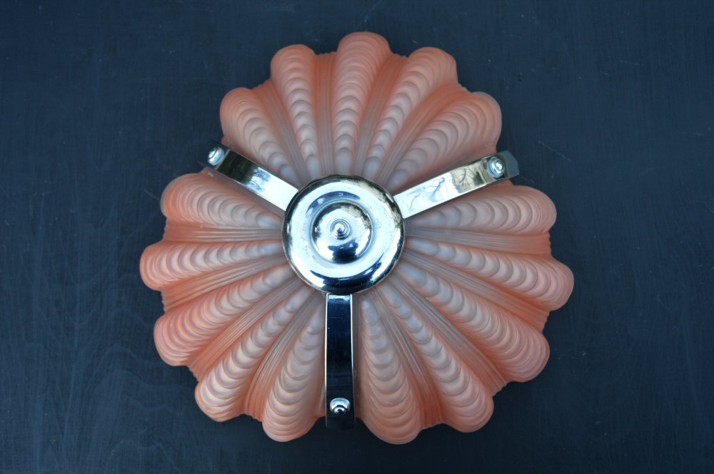 Soft Coral Art Deco Shell Ceiling Light