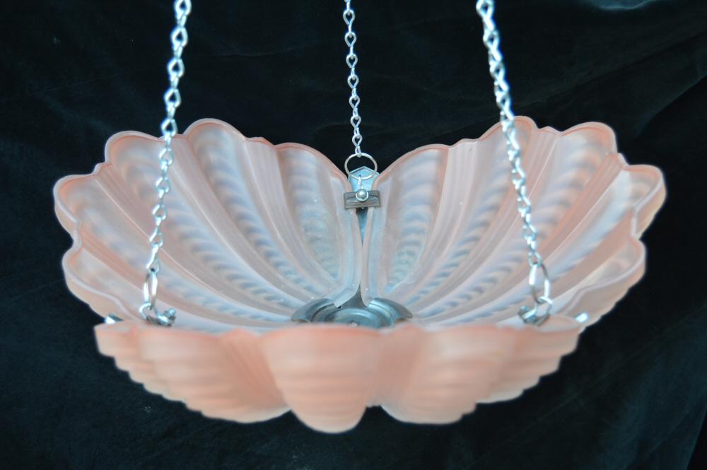 Soft Coral Art Deco Shell Ceiling Light