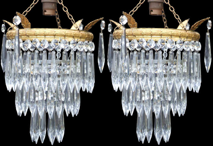 Pair of matching Edwardian Icicle Chandeliers