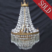 Large Edwardian Sac a Perles 4 Tier Chandelier