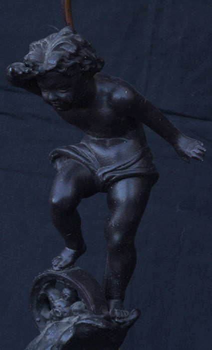 Signed Victorian Spelter Cherub Lamp