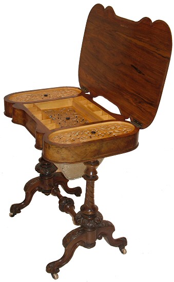 A Mid 19th Century Victorian Burr Walnut Work Box